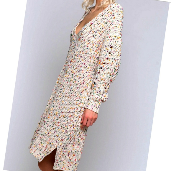 LAST 1! POL Confetti Sweater Dress Soft Chenille V Neck - Picture 7 of 8